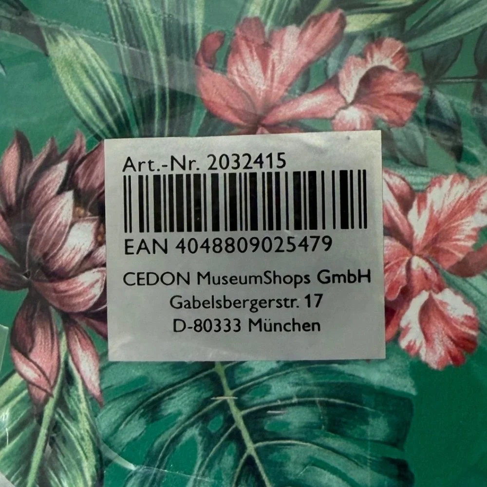 CEDON MuseumShops Tropical Floral Compact Pocket Mirror Green Pink NWT 115-51